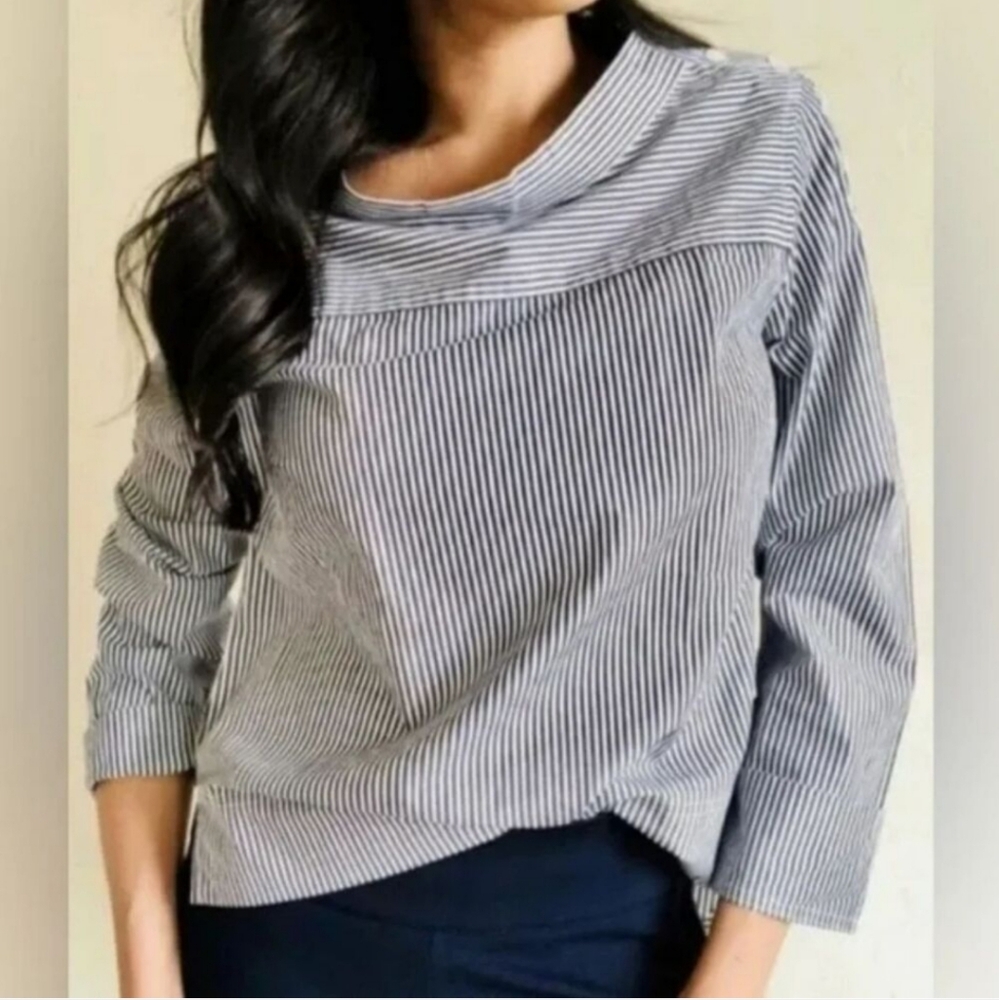 Jcrew striped funnelneck top